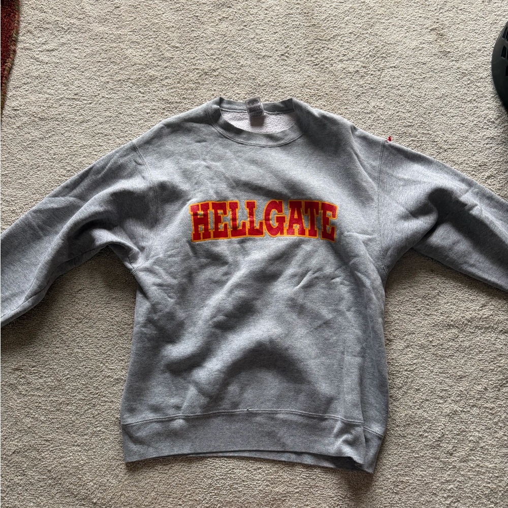 Fruit of the Loom Gray Crewneck Sweater with Red Hellgate